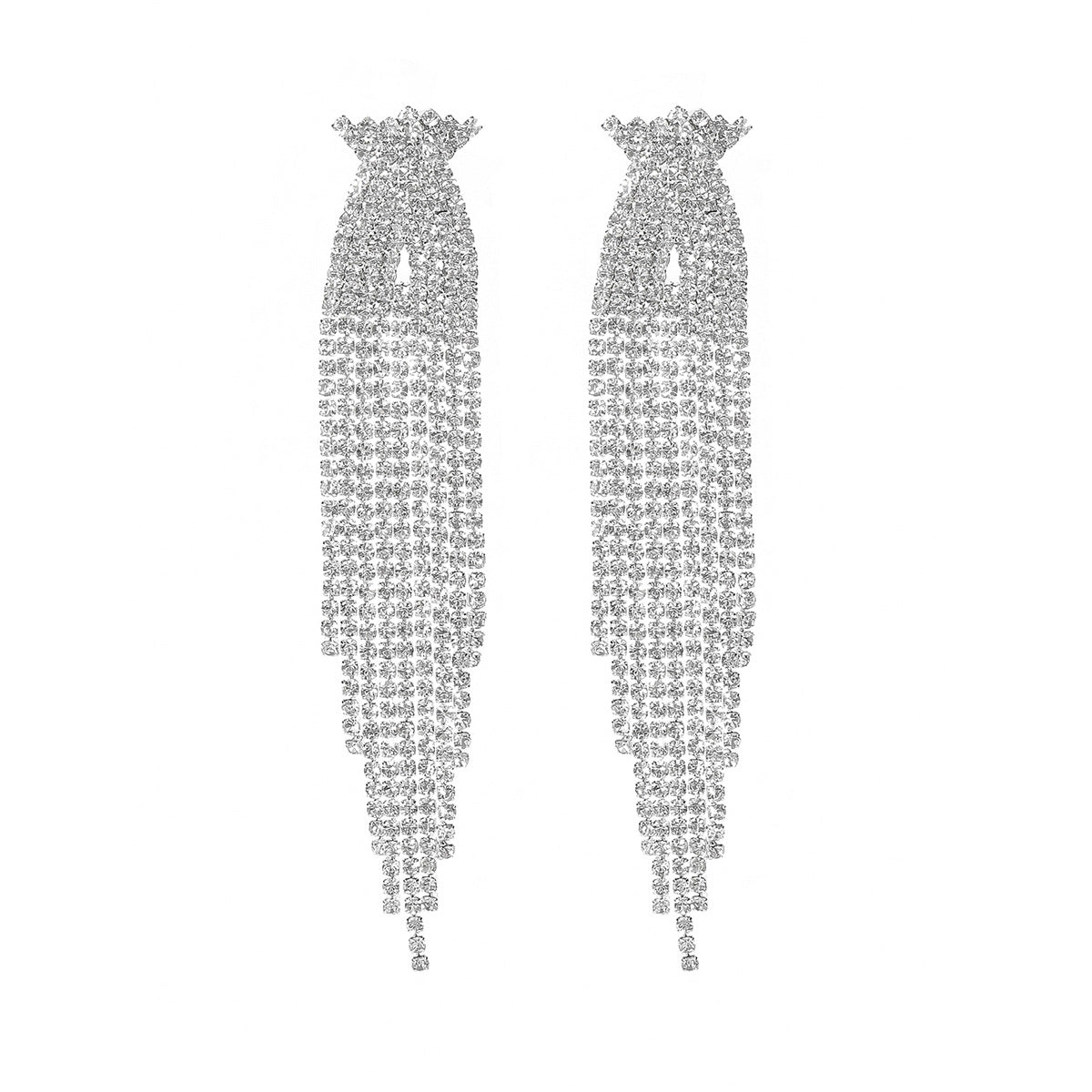 Luxury Sparkling Full Rhinestone Long Fringe Earrings