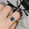 Micro-inlaid Blue Corundum Ring Zircon Ring